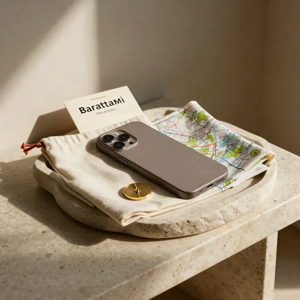 Bundle Pro Barattami con telefono, tessera in lino, gettone ottone e mappa piegata